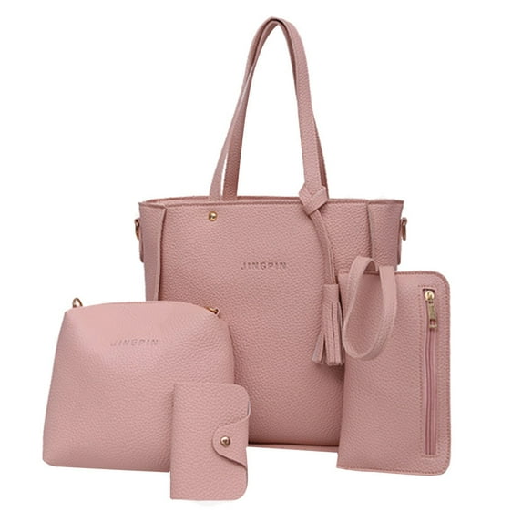 YYYTop Handbag, 4 Piece Set Handbag Shoulder Bags for Women Tote Bag Crossbody Wallet Bags Medium Tote Bag for Women Women Purses and Handbags Pink $15 & Under