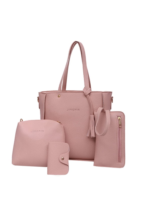 Handbag, 4 Piece Set Handbag Shoulder Bags for Women Tote Bag Crossbody Wallet Bags Medium Tote Bag for Women Women Purses and Handbags Pink $15 & Under