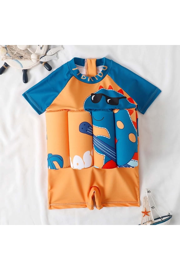 Kids Baby Floatation Suit Float One - Piece Swimsuit Pool Float Short Sleeve Swimwear Buoyancy for Girls Boys 6Months -4 Years Kids Vests Floating Swimwear