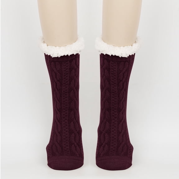 YYYTop Men's Socks, Men's Compression Socks Mens Womens Winter Cotton Socks Comfortable Breathable Knitted Drawstring Mid Tube Socks Pilates Grip Socks Wine Under $15