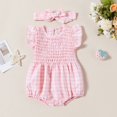 thumbnail image 1 of YYYTop Rompers for Boy Girl Baby Toddler Ruffled Short Sleeve Infant Crew-Neck Print Bodysuit Newborn Jumpsuit Heaedband Pjs Spring Summer Outfits Sleeper Pjs Clothes Set, 1 of 8