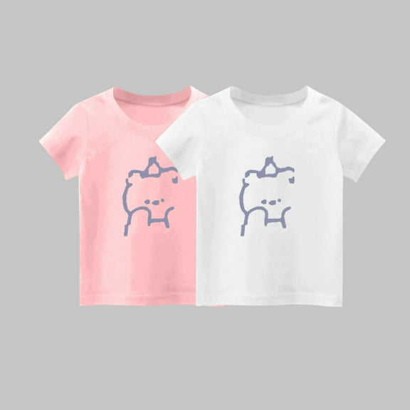 YYYTop Shirts for Toddler Cute Top 2 Piece Kids Girls/Boys Short Sleeve T-Shirt 1-14years Soft Cotton Basic Tshirt Solid Summer Outfits Tee Undershirt