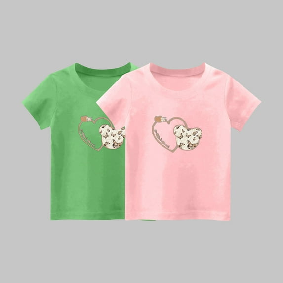 YYYTop Shirts for Toddler Cute Top 2 Piece Kids Girls/Boys Short Sleeve T-Shirt 1-14years Soft Cotton Basic Tshirt Solid Summer Outfits Tee Undershirt On Clearance