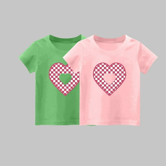 YYYTop Shirts for Toddler Cute Top 2 Piece Kids Girls/Boys Short Sleeve T-Shirt 1-14years Soft Cotton Basic Tshirt Solid Summer Outfits Tee Undershirt On Clearance