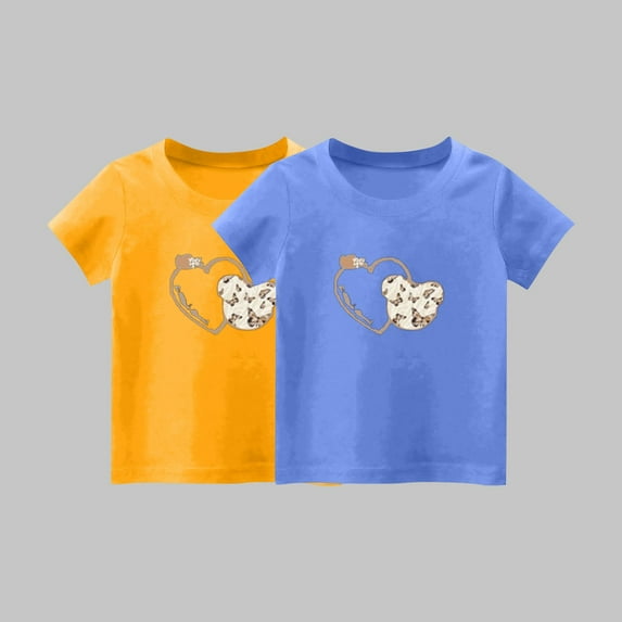 YYYTop Shirts for Toddler Cute Top 2 Piece Kids Girls/Boys Short Sleeve T-Shirt 1-14years Soft Cotton Basic Tshirt Solid Summer Outfits Tee Undershirt On Clearance
