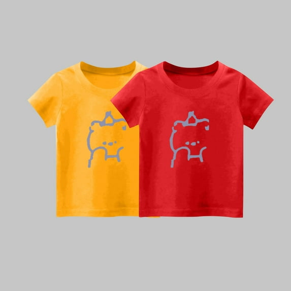 YYYTop Shirts for Toddler Cute Top 2 Piece Kids Girls/Boys Short Sleeve T-Shirt 1-14years Soft Cotton Basic Tshirt Solid Summer Outfits Tee Undershirt On Clearance