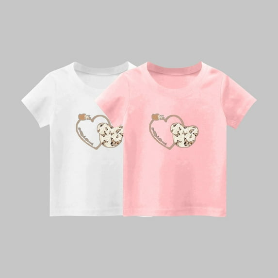 YYYTop Shirts for Toddler Cute Top 2 Piece Kids Girls/Boys Short Sleeve T-Shirt 1-14years Soft Cotton Basic Tshirt Solid Summer Outfits Tee Undershirt On Clearance