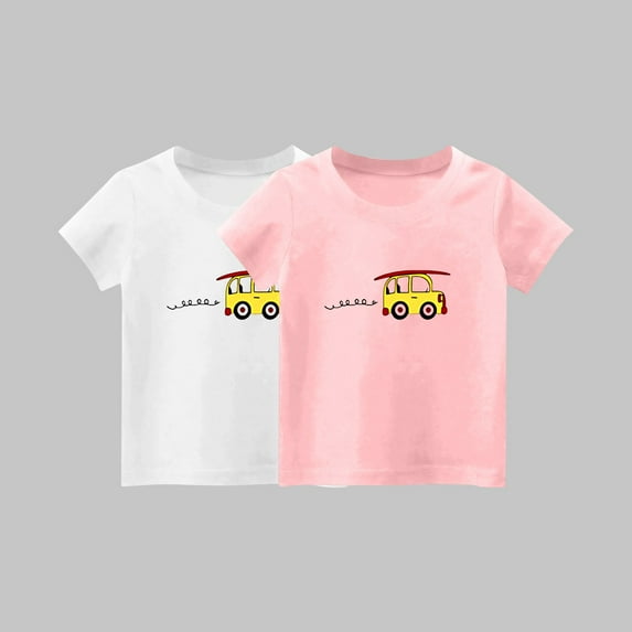 YYYTop Shirts for Toddler Cute Top 2 Piece Kids Girls/Boys Short Sleeve T-Shirt 1-14years Soft Cotton Basic Tshirt Solid Summer Outfits Tee Undershirt On Clearance