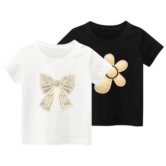YYYTop Shirts for Toddler Cute Top 2 Piece Kids Girls/Boys Short Sleeve T-Shirt 3-11 years Soft Cotton Basic Tshirt Solid Summer Outfits Tee Undershirt On Clearance