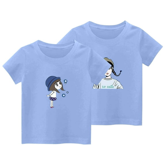 YYYTop Shirts for Toddler Cute Top 2 Piece Kids Girls/Boys Short Sleeve T-Shirt 3-14 years Soft Cotton Basic Tshirt Solid Summer Outfits Tee Undershirt On Clearance