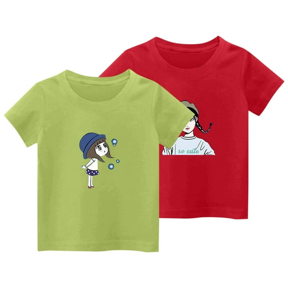 YYYTop Shirts for Toddler Cute Top 2 Piece Kids Girls/Boys Short Sleeve T-Shirt 3-14 years Soft Cotton Basic Tshirt Solid Summer Outfits Tee Undershirt On Clearance