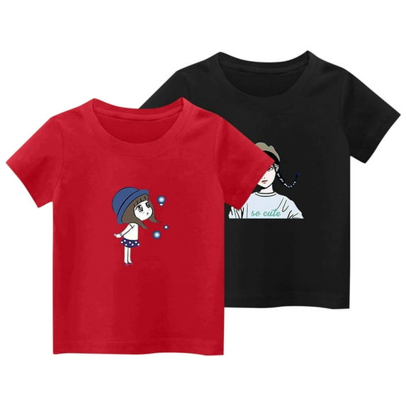 YYYTop Shirts for Toddler Cute Top 2 Piece Kids Girls/Boys Short Sleeve T-Shirt 3-14 years Soft Cotton Basic Tshirt Solid Summer Outfits Tee Undershirt On Clearance