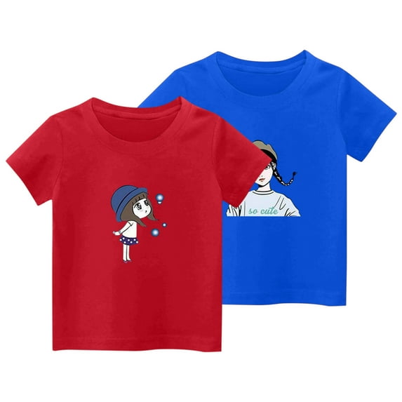 YYYTop Shirts for Toddler Cute Top 2 Piece Kids Girls/Boys Short Sleeve T-Shirt 3-14 years Soft Cotton Basic Tshirt Solid Summer Outfits Tee Undershirt On Clearance
