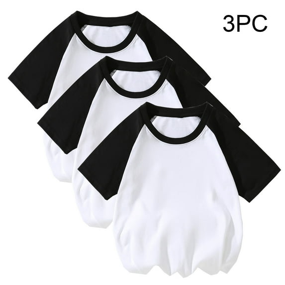 YYYTop Shirts for Toddler Cute Top 3 Piece Kids Girls/Boys Short Sleeve T-Shirt 2-11years Soft Cotton Basic Tshirt Solid Summer Outfits Tee Undershirt On Clearance