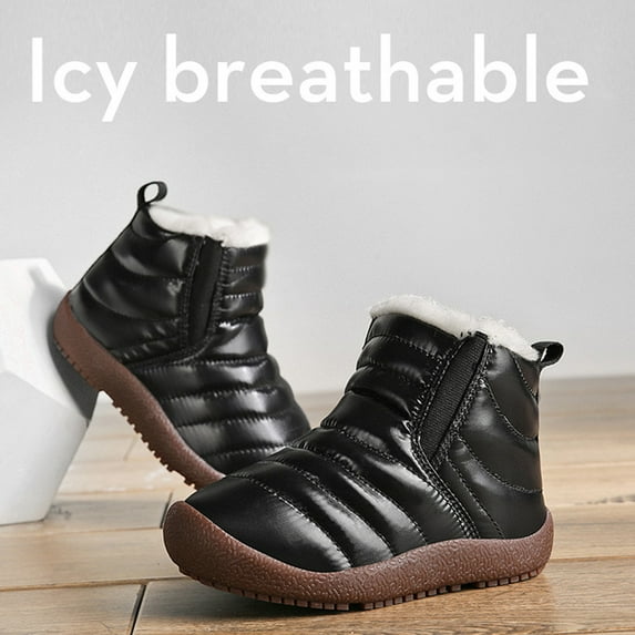YYYTop Shoe for Baby Girl 6-12 Months, Rubber Sole Snow Children Cotton Shoes Fleece Hiking Boots Outdoor Baby Shoes 12-18 Months Cute Baby Girl Shoes Black Gifts Under $15