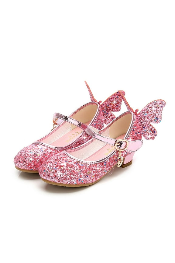 Shoes for Toddler Boys, Girls' High Heels Leather Piano Performance Crystal Dress Fashion Model Walk Show Princess Shoes Up To 30% Off White Shoes Silver