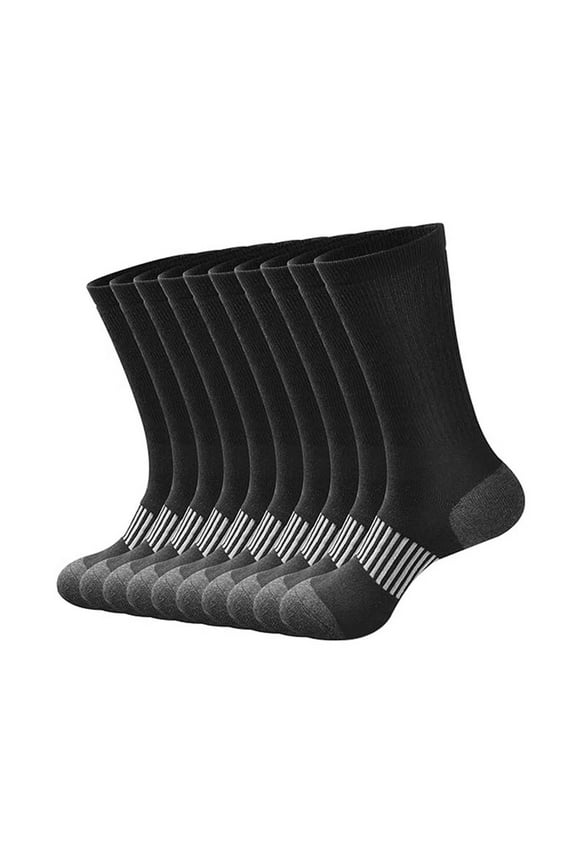 Socks for Men Size 13-15, Mens Cozy Socks 5 Pairs Men's Casual Solid Color Sweat-Absorbing Breathable Outdoor Socks for Sports Home Sleeping Socks Black Gifts Under $15
