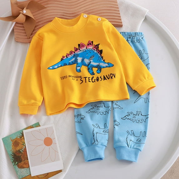YYYTop Sweatshirt for Girls Infant Clothing, Baby Casual 2Pcs Outfits Set Fashion Girls and Boys' Casual Long Sleeve Tops Round Neck Collar Botton Printed Long Pants Sets Baby Boys Fall Winter Outfits