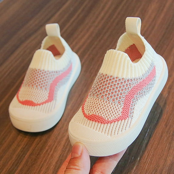 YYYTop Toddler Boy Casual Shoes, Spring Soft Soled Shoes Baby Walking Shoes Bow Mesh Princess Small Solid Shoes Cute Toddler White Shoes Walking Shoes for Infants 12-18 Months Pink Gifts Under $15