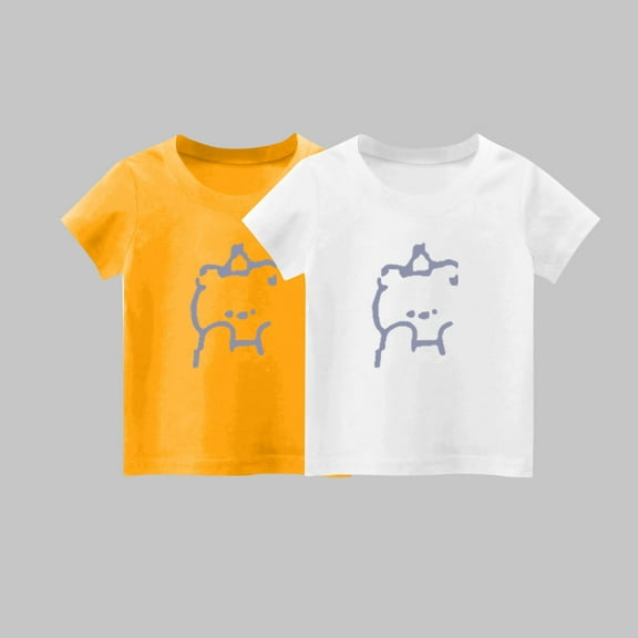 YYYTop Trendy Basic Tees for Summer Outdoor Play: 2pc Multi Pack Pink Short Sleeve Crew Neck T Shirts, Loose Fits Tunic Top for Toddler and Teen Girl & Boy Shirts (1-14T)