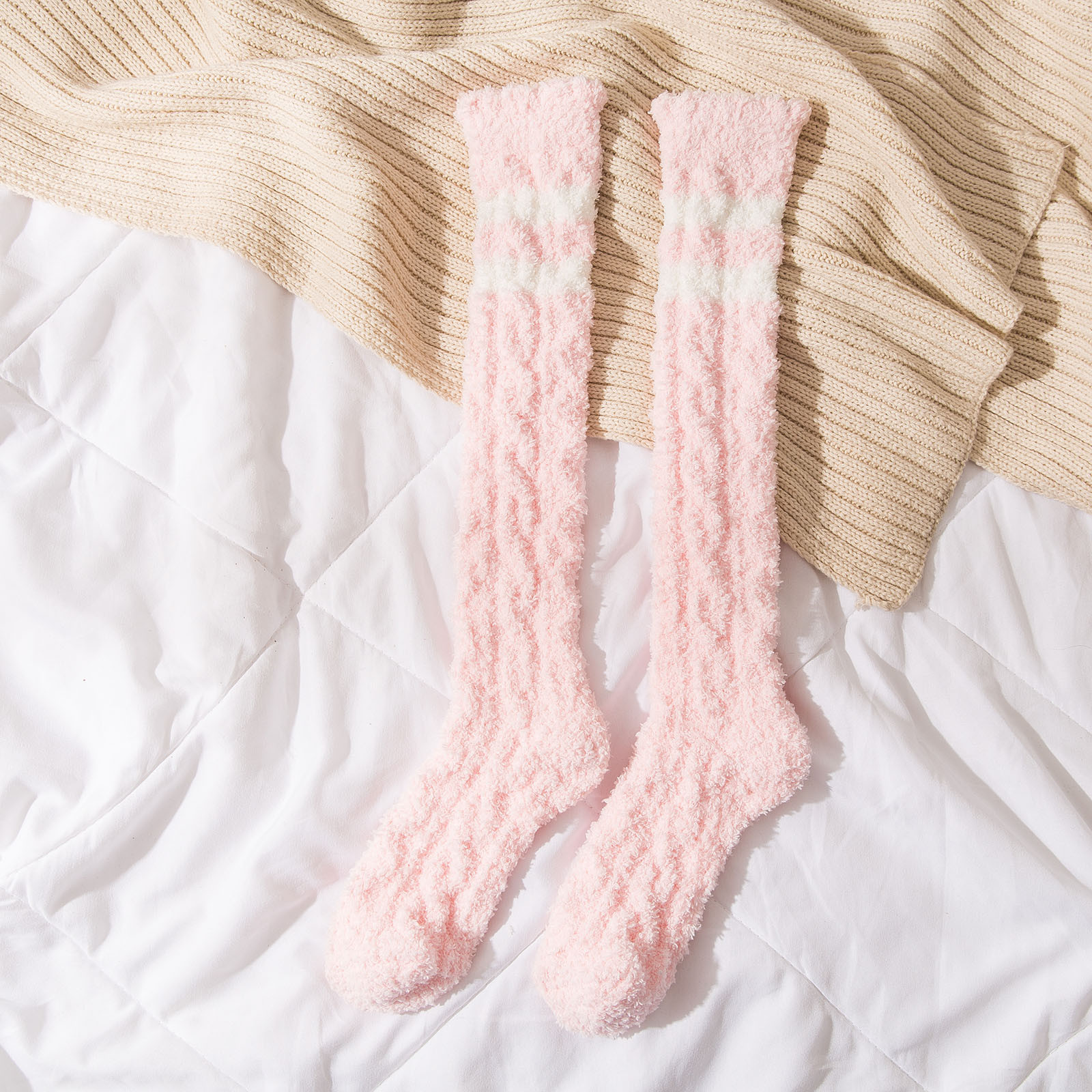 YYYTop Winter Socks, Brown Socks Winter Women Coral Fleece Socks Middle Tube Sleeping Home Calf Socks Knee High Sock Slippers Pink Clearance