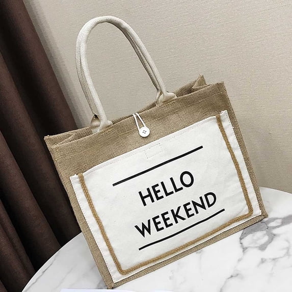 YYYTop Women's Linen Handbag Large Capacity Casual Shoulder Bag Daily Bag Shopping Bag White
