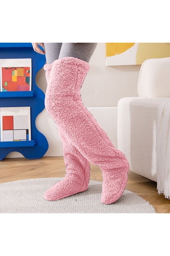 Womens Over Knee High Fuzzy Socks,Women's Soft Cozy Fleece Slipper Socks, Comfort Long Stockings Leg Warmers Winter Warm Home Sleeping Socks