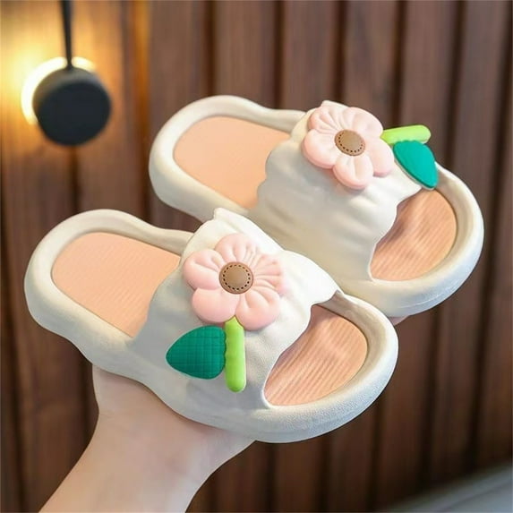 YYYtop Infant Slippers, Baby Shoes Flower Printed Slippers for Girls Thick Soled Sandals for Girls Fashion Outdoor Slippers for Girls House Shoes Animals Slippers Gold Sandals Sandals Under $15