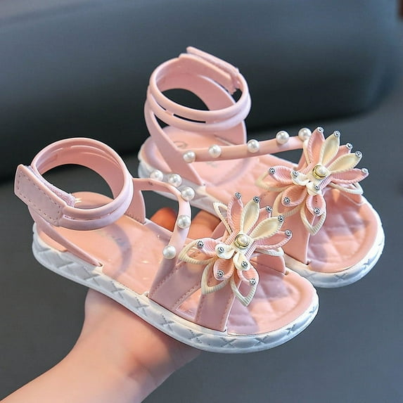 YYYtop toddler Dress Shoes, Girls Slippers Summer Children's Fashion Comfortable Soft Sole Non-Slip Beach Shoes Flower Rhine-Diamond Boho Sandals for Baby Girls Little Girl Slippers Baby Summer Sandal