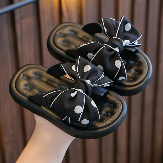 YYYtop toddler Sandals Size 12 Boys, Girls Slippers Size 4 Printed Girls Slippers Cute Large Bow Thicken Sole Sandals Fashion Slippers for Baby Girls toddler Sandals Boys Size 7 Baby Girl Casual Shoe