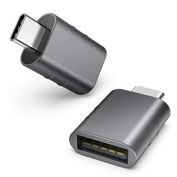 YYhl 2 Pack USB to USB C Adapter-USB C Male to USB3 Female Adapter Compatible with More Type C and Thunderbolt 3 Devices-Gray