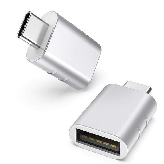 YYhl 2 Pack USB to USB C Adapter-USB C Male to USB3 Female Adapter Compatible with More Type C and Thunderbolt 3 Devices-Sliver