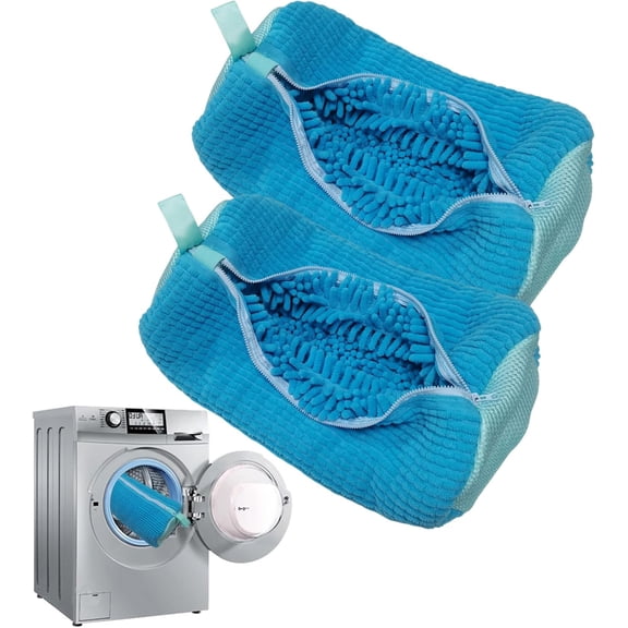 YYhl 2Pcs Laundry Shoe Bag Shoe Washing Bag for Washing Machine and Dryer, Shoe Cleaning Bag for All Shoe Types and Sizes Blue
