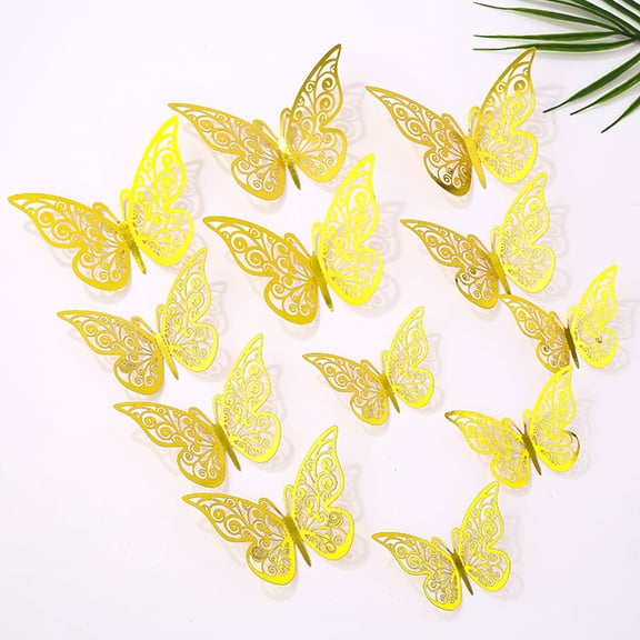 YYhl 3D Butterfly Wall Decor 12 Pcs 3 Sizes, Butterfly Decorations for Birthday Party Cake Decorations Wedding Decor