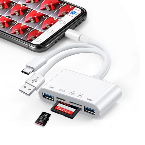 YYhl 5-in-1 SD Card Reader-USB OTG Adapter & SD Card Reader for i-Phone/i-Pad- USB C and USB A Devices with Micro SD & SD Card Slots
