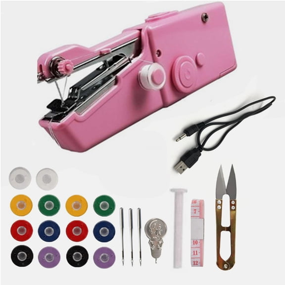 YYhl Handheld Sewing Machine, Mini Handheld Sewing Machine, Portable Sewing Machine Suitable for Home set of 23 Pink