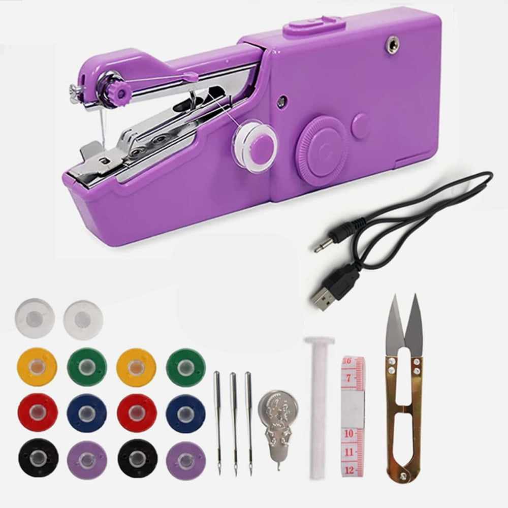 YYhl Handheld Sewing Machine, Mini Handheld Sewing Machine, Portable Sewing Machine Suitable for Home set of 23 Purple