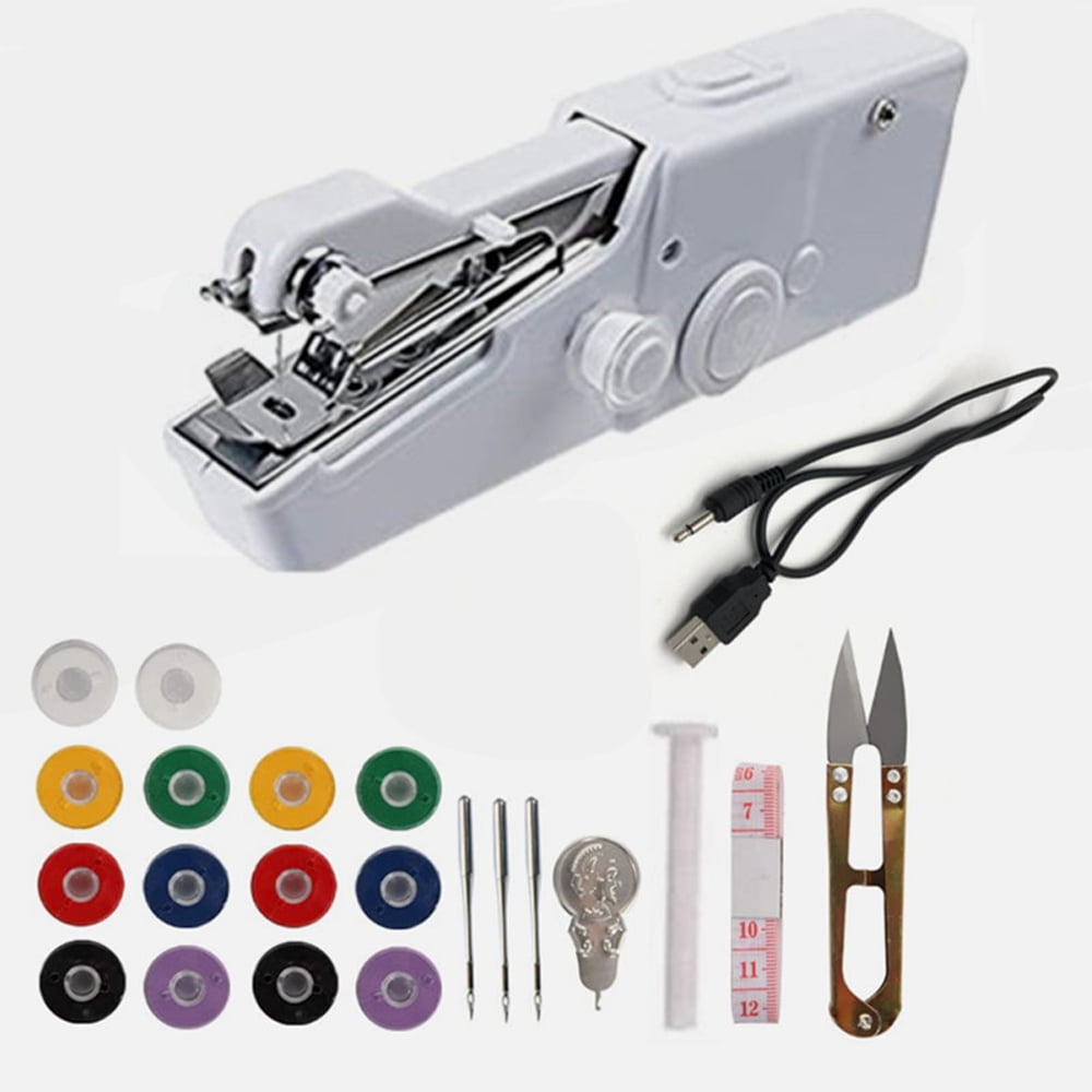 YYhl Handheld Sewing Machine, Mini Handheld Sewing Machine, Portable Sewing Machine Suitable for Home set of 23 White