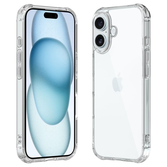 YYhl Phone Case for iPhone 16 Transparent Protective Case Transparent, Drop Dust Protection 1pack Built-in Double Airbags on All Four Corners