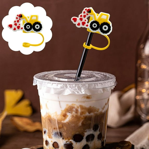 YYmvjgg Valentine'S Day Straw Cover Cap, Reusable Cute Pink Drinking Straw Topper Accessories, Portable Protector Plugs Decorations Gifts For Kids Party Favors