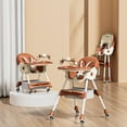 thumbnail image 1 of YYuan 4-in-1 Adjustable Height Baby HighChair for Toddlers(6-24 months), Foldable High Chair with Wheels,5-Point Safety Harness, Brown, 1 of 6