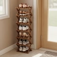 Free Standing Wardrobe Racks YYuan 7-Tier Foldable Shoes Rack, Bamboo Shoes Organizer for Entryway ...