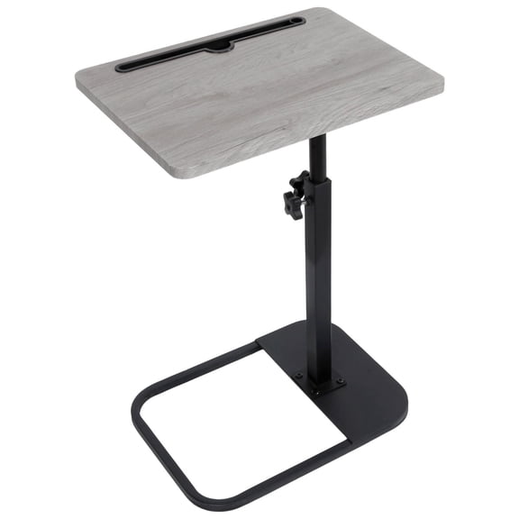 YYuan C-Shaped Small End Table, Height Adjustable Side Table with Snack Tray / TV Tray for Living Room and Couch - Medium-Density Fiberboard & Steel Tube Construction, Gray