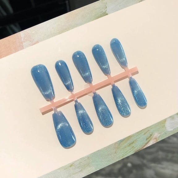 YZ-14 10 Pieces Prefabricated Nail Sheets Split Size Handmade Cat's Eye Semi-finished Detachable DIY Wearable Nail Sheets Wholesale