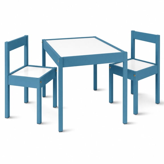 Mainstays Kids 3-Piece Dry Erase Activity Table and Chair Set for Learning, Drawing & Creative Play, Blue