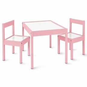 Mainstays Kids 3-Piece Dry Erase Activity Table and Chair Set for Learning, Drawing & Creative Play, Pink