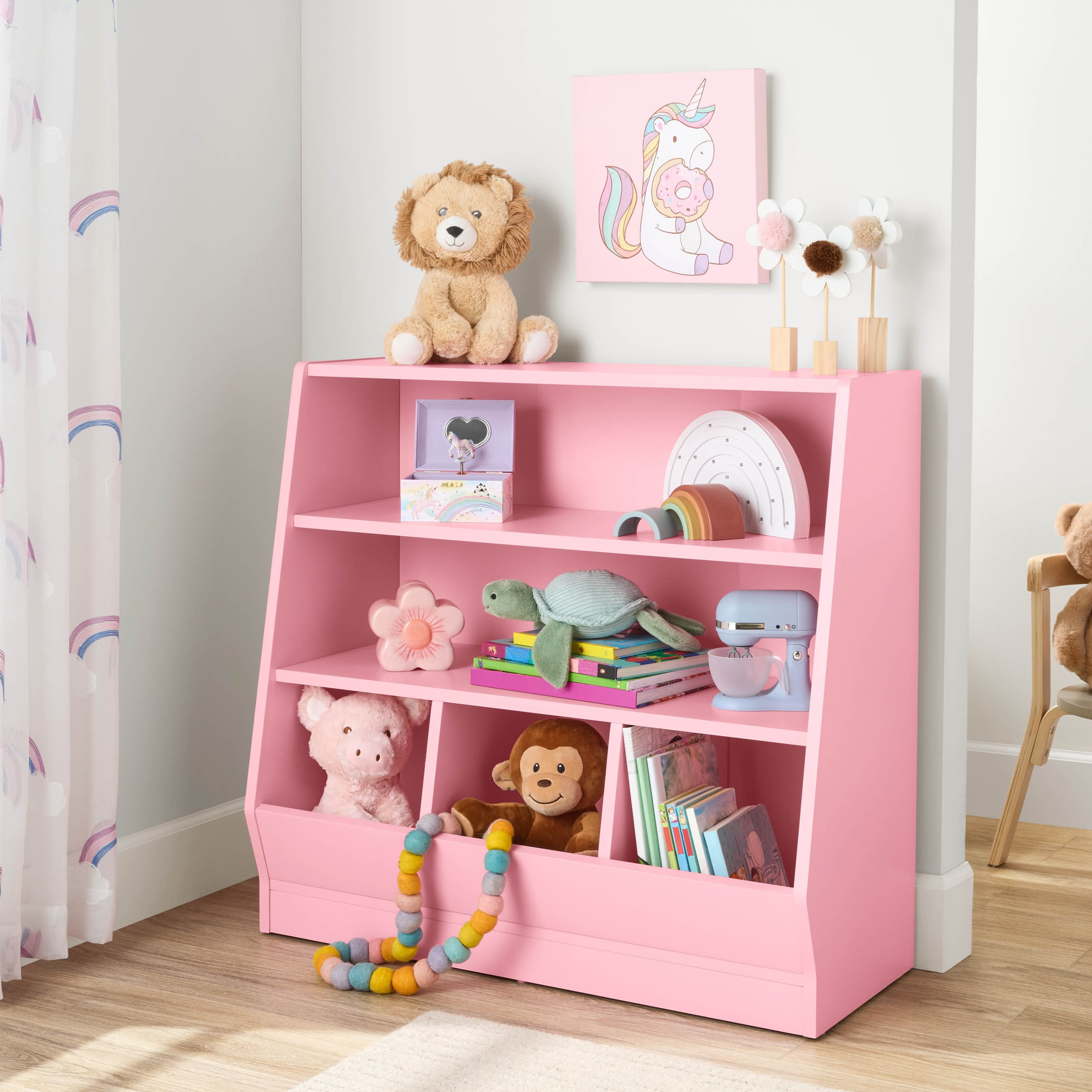 Your Zone Kids Bin Storage and Two Shelf Bookcase, White - Walmart.com