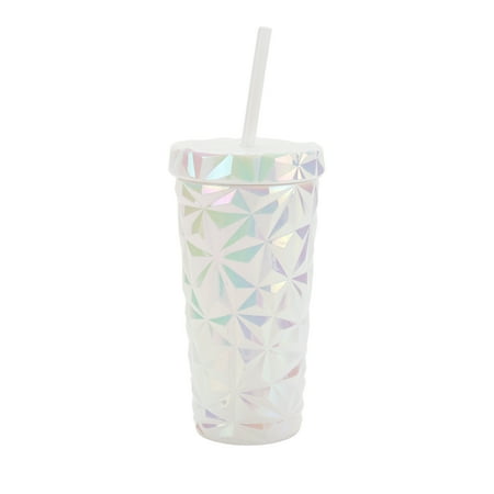 Your Zone 16 oz Plastic Double-Walled Prism Textured Tumbler, White