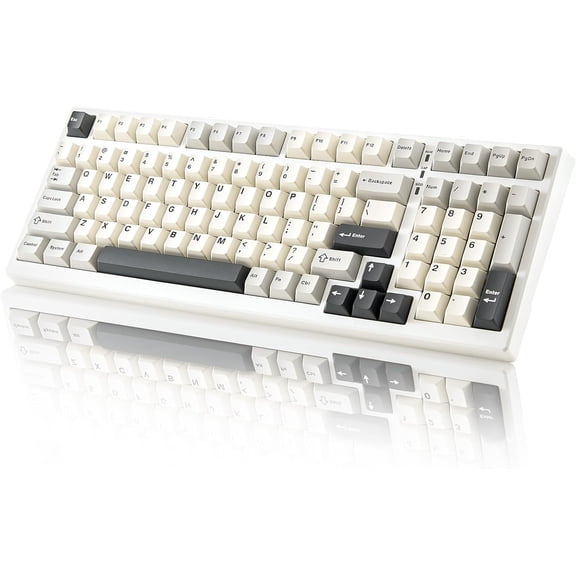 YZ98 Gasket Mechanical Keyboard,99 Key Hot Swappable BT5.0/2.4G/USB-C Wireless NKRO 98% 1800 Layout with RGB LED Backlit for Linux/Win/Mac(Milk Switch, White)