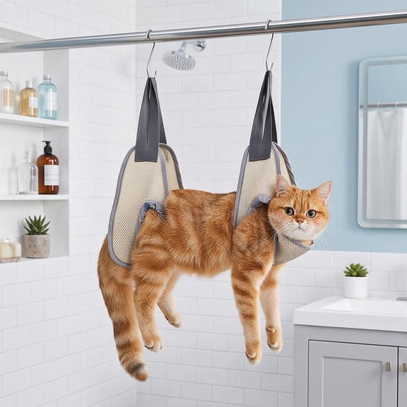 YZAPOII Pet Grooming Hammock for Cats Dogs, Breathable Sling for Nail Trimming and Bathing, Gray
